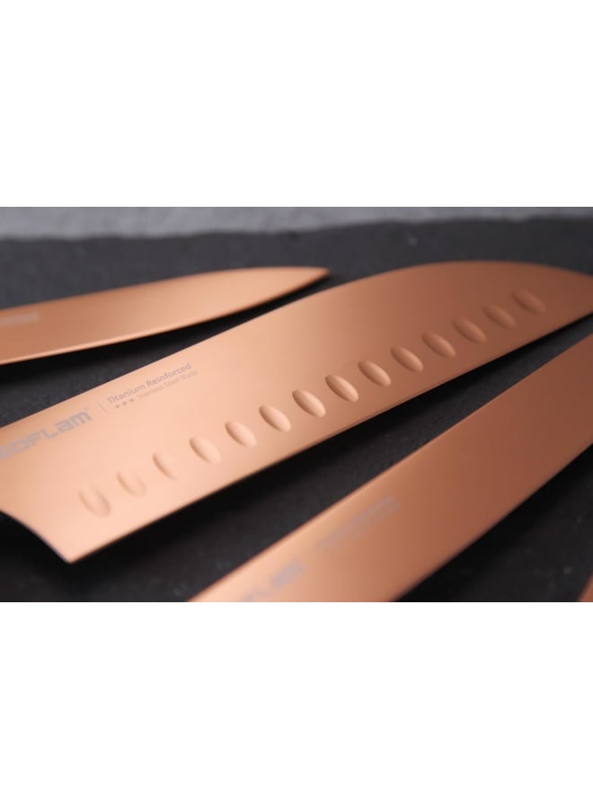 Neoflam Santoku Knife – 5in" Titanium Blade, Rose Gold Handle multicolour - Image 3