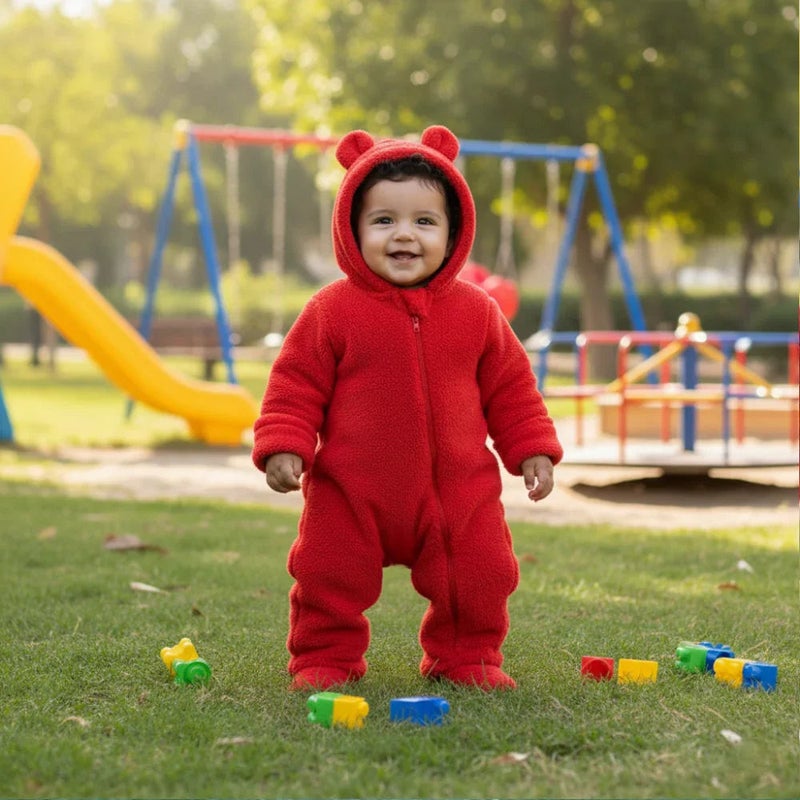 اوركيدز بذلة كاملة مبطنّة برأس لأطفال للاطفال – أحمر - Image 2