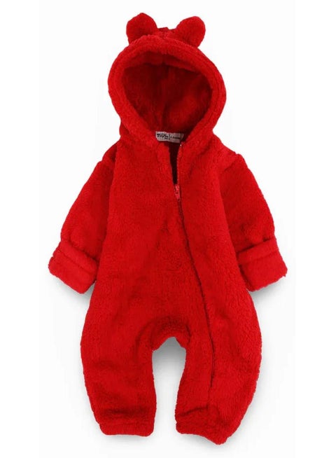 بذلة كاملة مبطنّة برأس لأطفال للاطفال – أحمر