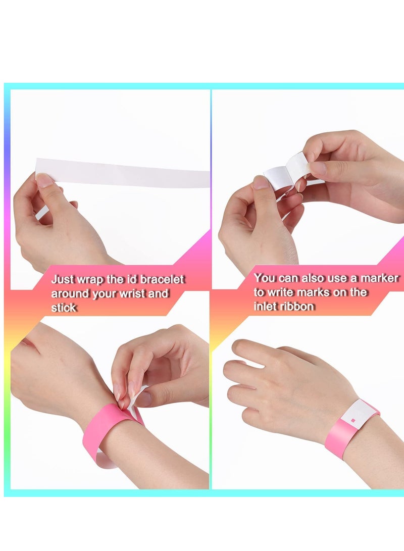 SOLARAE Paper Wristbands For Events Neon Wrist Colored Waterproof Hand For Party Clubs Lightweight Concert Adhesive 240 Pack - Image 2