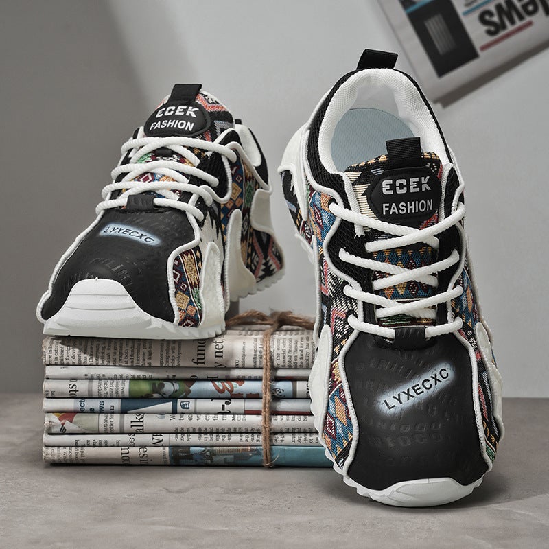 European Station Men'S Shoes Winter Niche Printed Forrest Gump Shoes Sports Casual Thick Sole Heightened Sole Daddy Trendy Shoes - Image 5