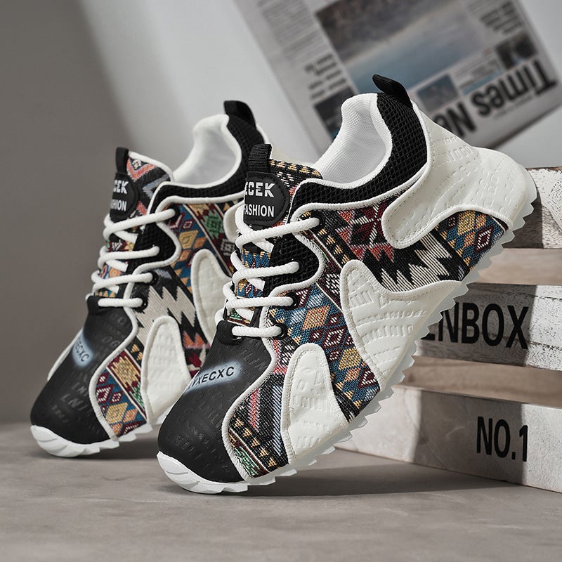 European Station Men'S Shoes Winter Niche Printed Forrest Gump Shoes Sports Casual Thick Sole Heightened Sole Daddy Trendy Shoes - Image 1