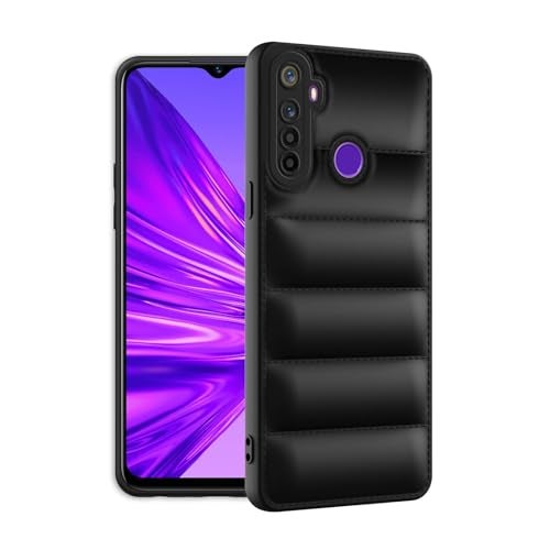 Plus Puffer Case Camera Protection Soft Back Cover for Realme 5 | Realme 5s | Realme 5i | Narzo 10 - Black - Image 2
