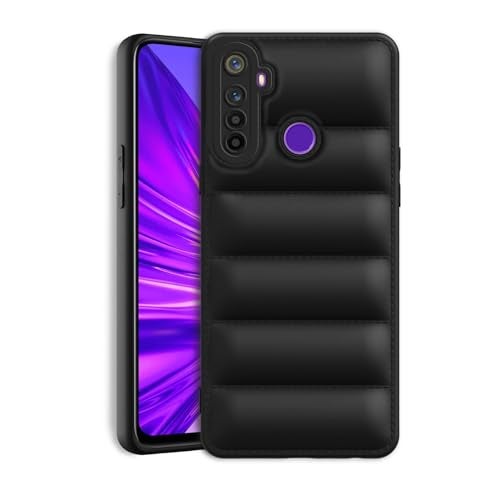 Plus Puffer Case Camera Protection Soft Back Cover for Realme 5 | Realme 5s | Realme 5i | Narzo 10 - Black - Image 1