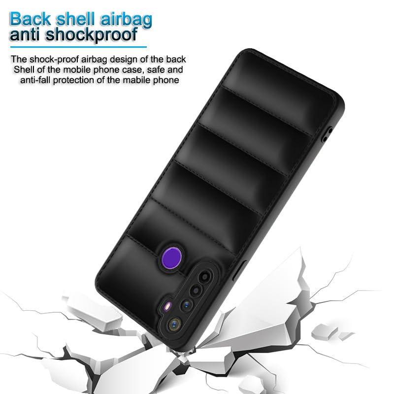 Plus Puffer Case Camera Protection Soft Back Cover for Realme 5 | Realme 5s | Realme 5i | Narzo 10 - Black - Image 4