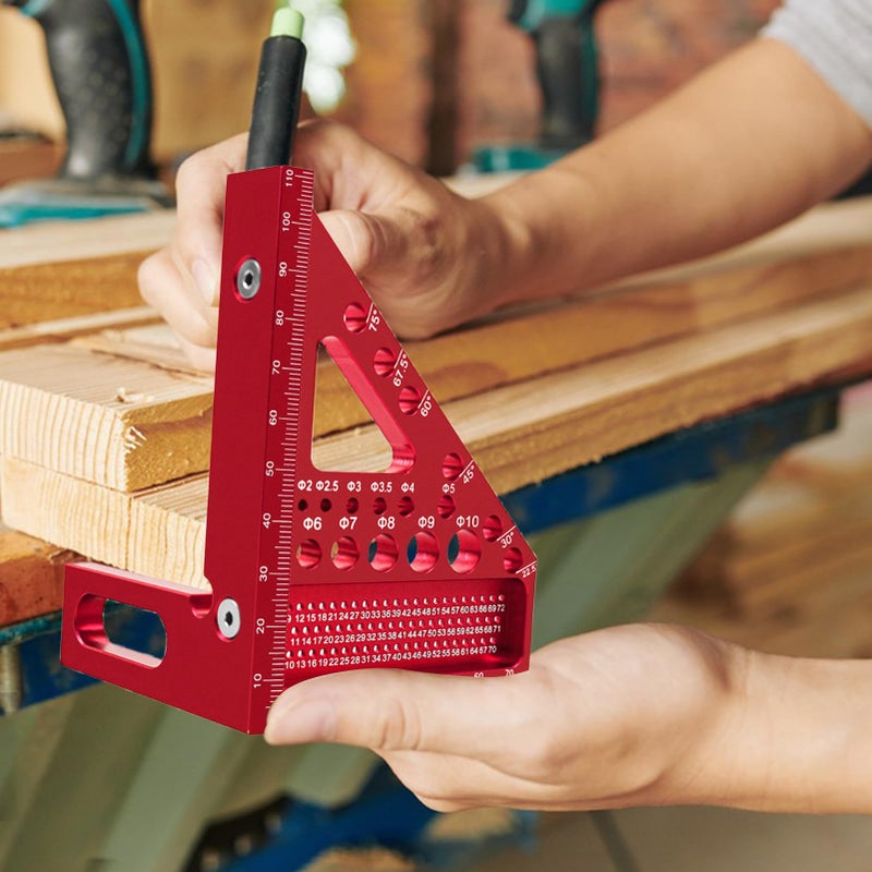 Red Aluminum Alloy Triangle Ruler Saddle Square Layout Measuring Tool For Woodworking - Image 3