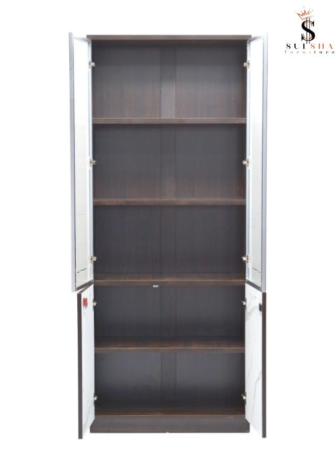 ALWASIT HOME Modern Wooden File Cabinet 4 Door ,Glass Door Cabinet - Image 2