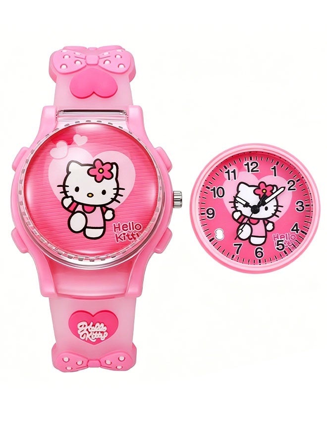 Hello Kitty Pink Hello Kitty flip-cover children's watch (the cover can flip) - Image 2