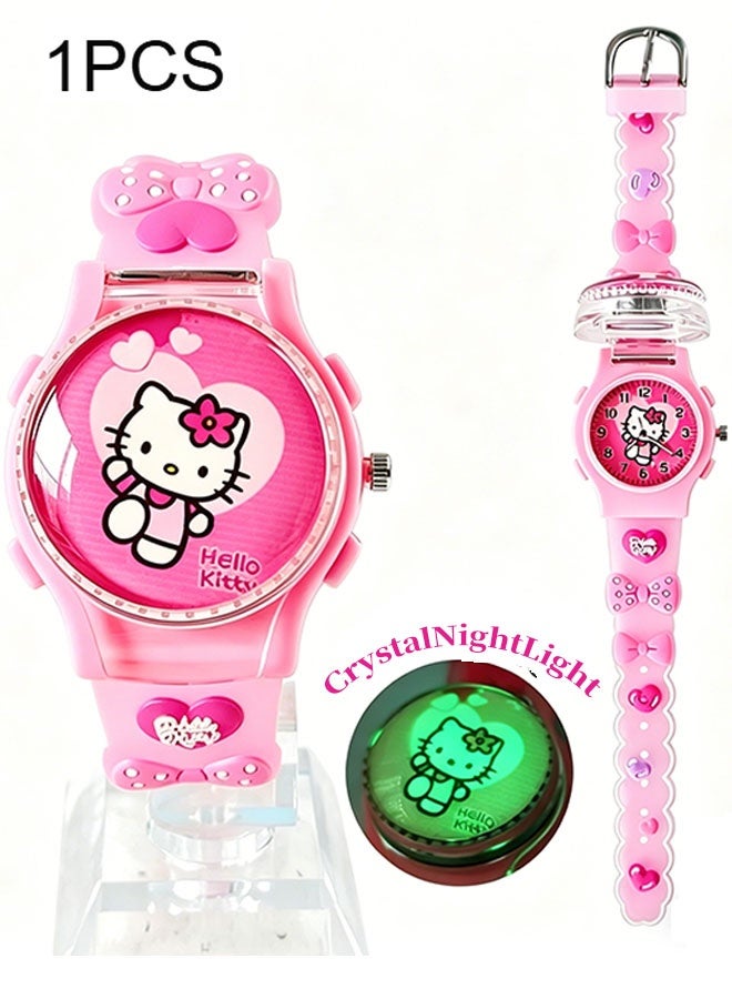 Hello Kitty Pink Hello Kitty flip-cover children's watch (the cover can flip) - Image 1