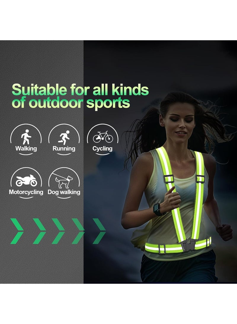 Yuwell 1 Piece Adjustable Reflective Safety Vest for Night Running & Cycling, High Visibility Elastic Reflective Belt with Straps for Jogging, Walking, Hiking, Construction, Traffic, Warehouse & Outdoor Safety Gear Black - Image 2