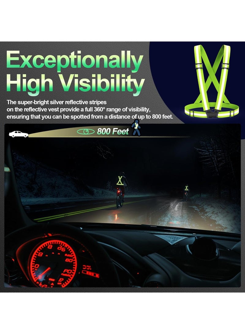 Yuwell 1 Piece Adjustable Reflective Safety Vest for Night Running & Cycling, High Visibility Elastic Reflective Belt with Straps for Jogging, Walking, Hiking, Construction, Traffic, Warehouse & Outdoor Safety Gear Black - Image 3