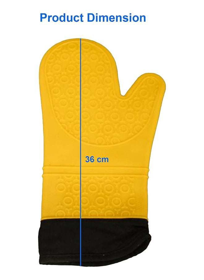 Home Pro Homepro Oven Gloves Heat Resistant Extra Long Oven Gloves Kitchen Gloves Non-Slip Mitts Pot Holders For Bbq Grilling Cooking Baking Silicone Oven Mitts Yellow ‎25 x 18 x 3 cm  - Image 2