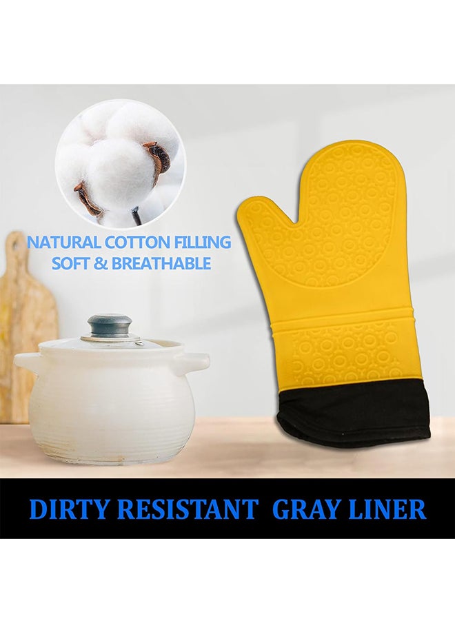 Home Pro Homepro Oven Gloves Heat Resistant Extra Long Oven Gloves Kitchen Gloves Non-Slip Mitts Pot Holders For Bbq Grilling Cooking Baking Silicone Oven Mitts Yellow ‎25 x 18 x 3 cm  - Image 4