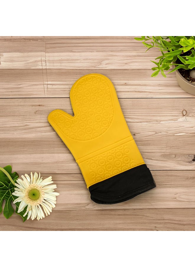 Home Pro Homepro Oven Gloves Heat Resistant Extra Long Oven Gloves Kitchen Gloves Non-Slip Mitts Pot Holders For Bbq Grilling Cooking Baking Silicone Oven Mitts Yellow ‎25 x 18 x 3 cm  - Image 5
