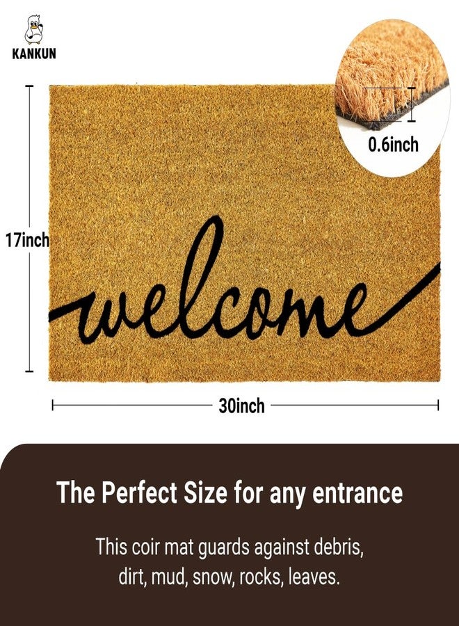 KANKUN Bold Coco Coir Door Mat with Heavy Duty Backing, Welcome Doormat (17" x 30"), Doormat Entrance (Bold Welcome) - Image 3