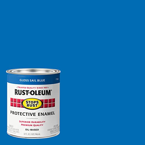 Rust-Oleum 7724502-2PK Stops Rust Brush On Paint, Quart, Gloss Sail Blue, 2 Pack - Image 2