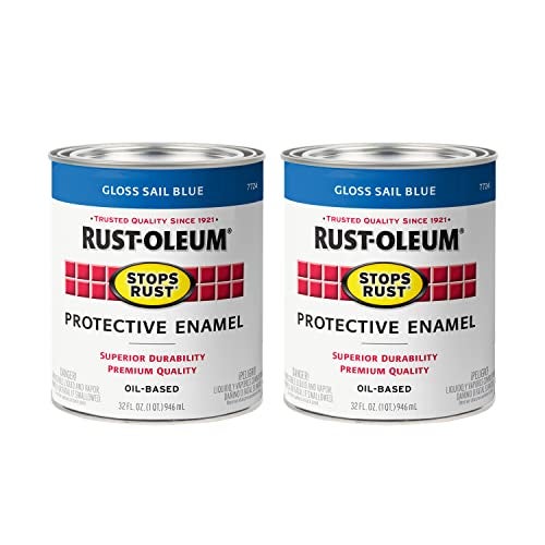 Rust-Oleum 7724502-2PK Stops Rust Brush On Paint, Quart, Gloss Sail Blue, 2 Pack - Image 1