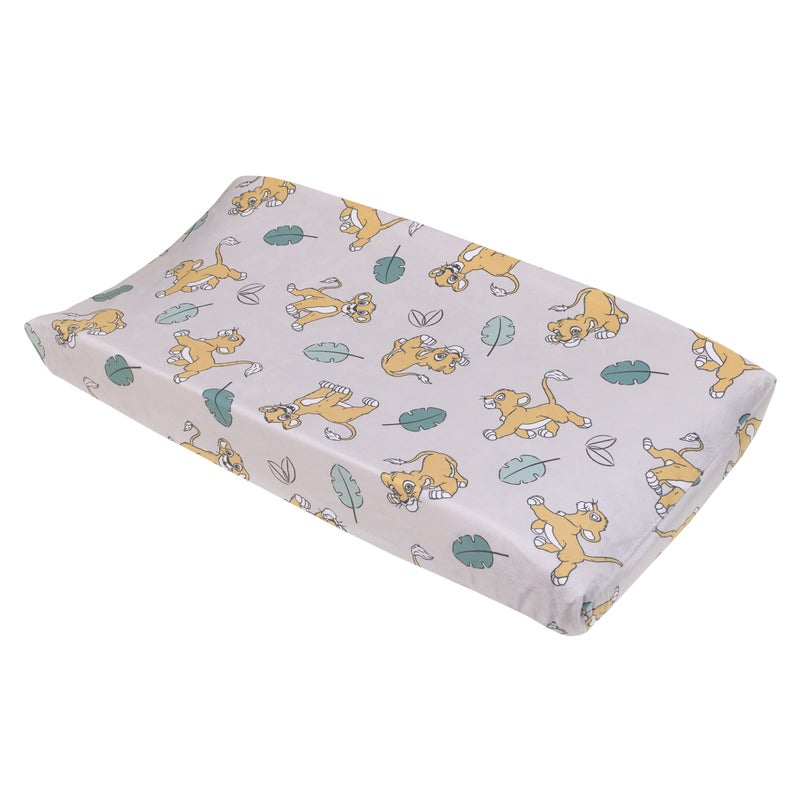 Disney Lion King Ivory Teal Sage and Gold Simba Future King Super Soft Changing Pad Cover