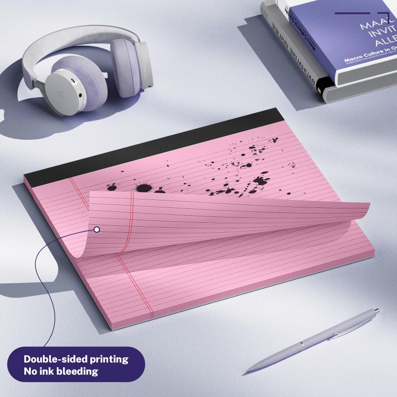 AILZFEI 3 Pack Wide Legal Pads 11" x 9.5" (Landscape Format) Pink College Ruled Note Pad Narrow Ruled 30 Sheets per Notepad Perforated Writing Paper with Thick Backboard Horizontal Pads of Paper - Image 4