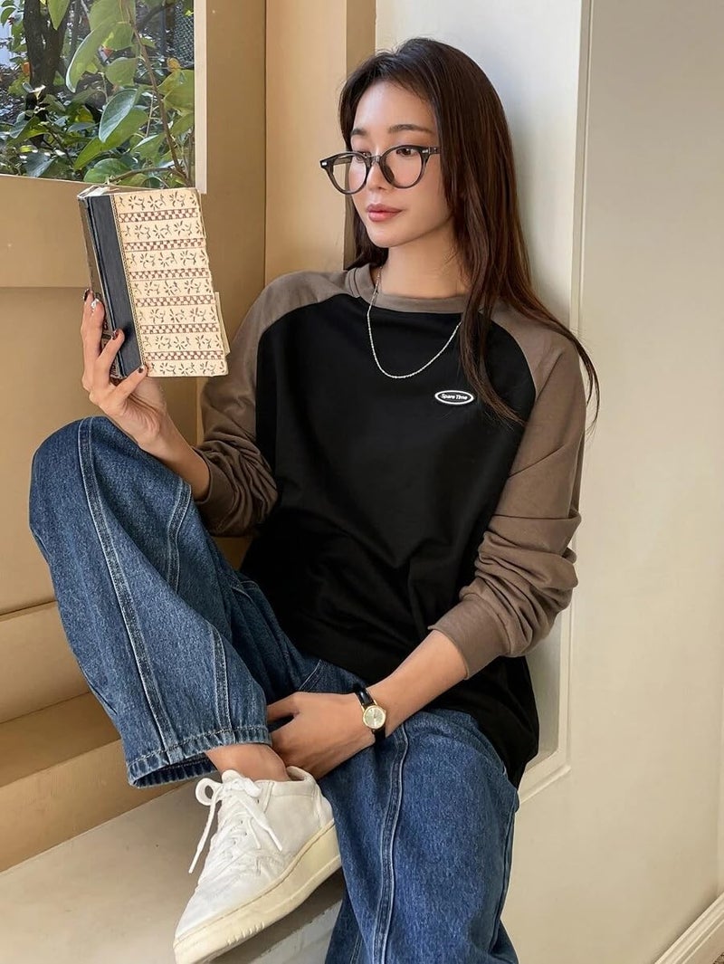 Celary Premium Cotton Blend Long Sleeve Crew Neck Sweatshirt for Women - Image 2