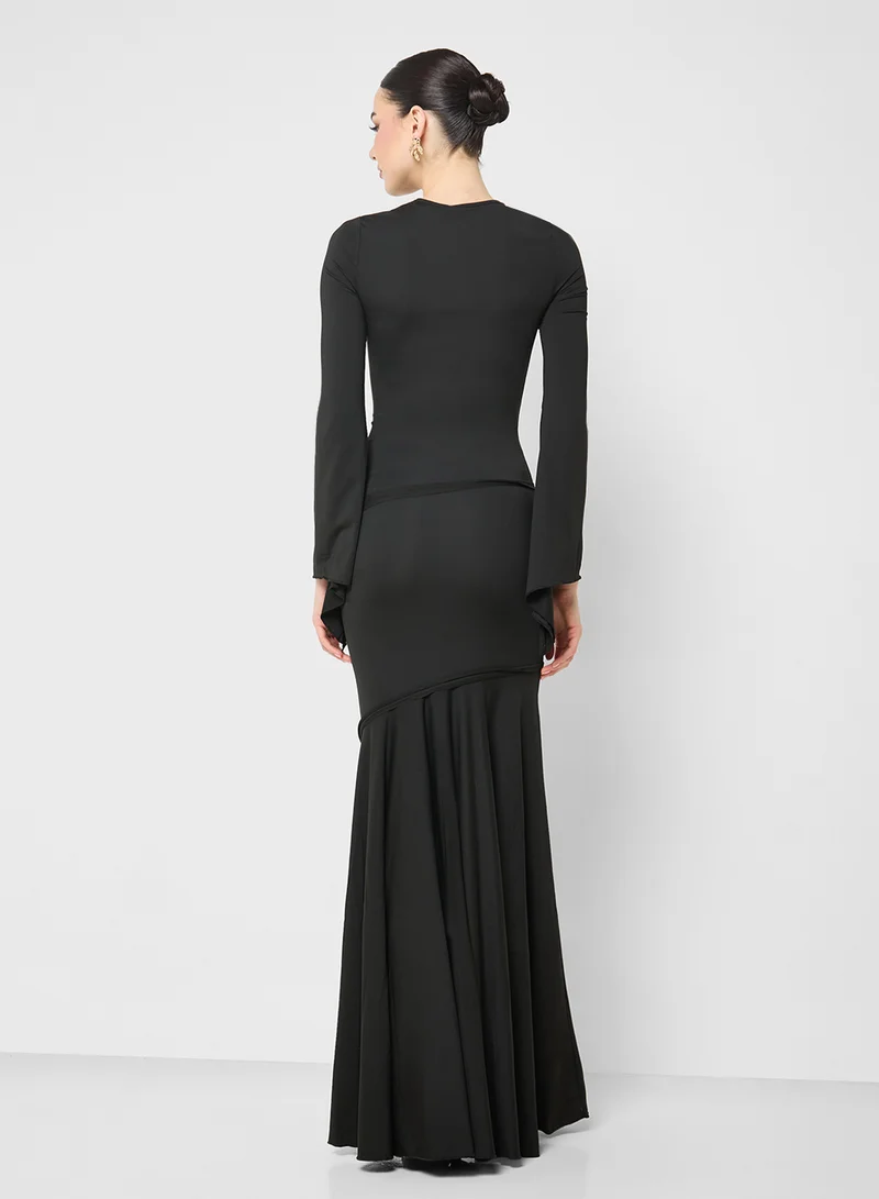 جينجر Dropwaist Bodycon Draped Dress