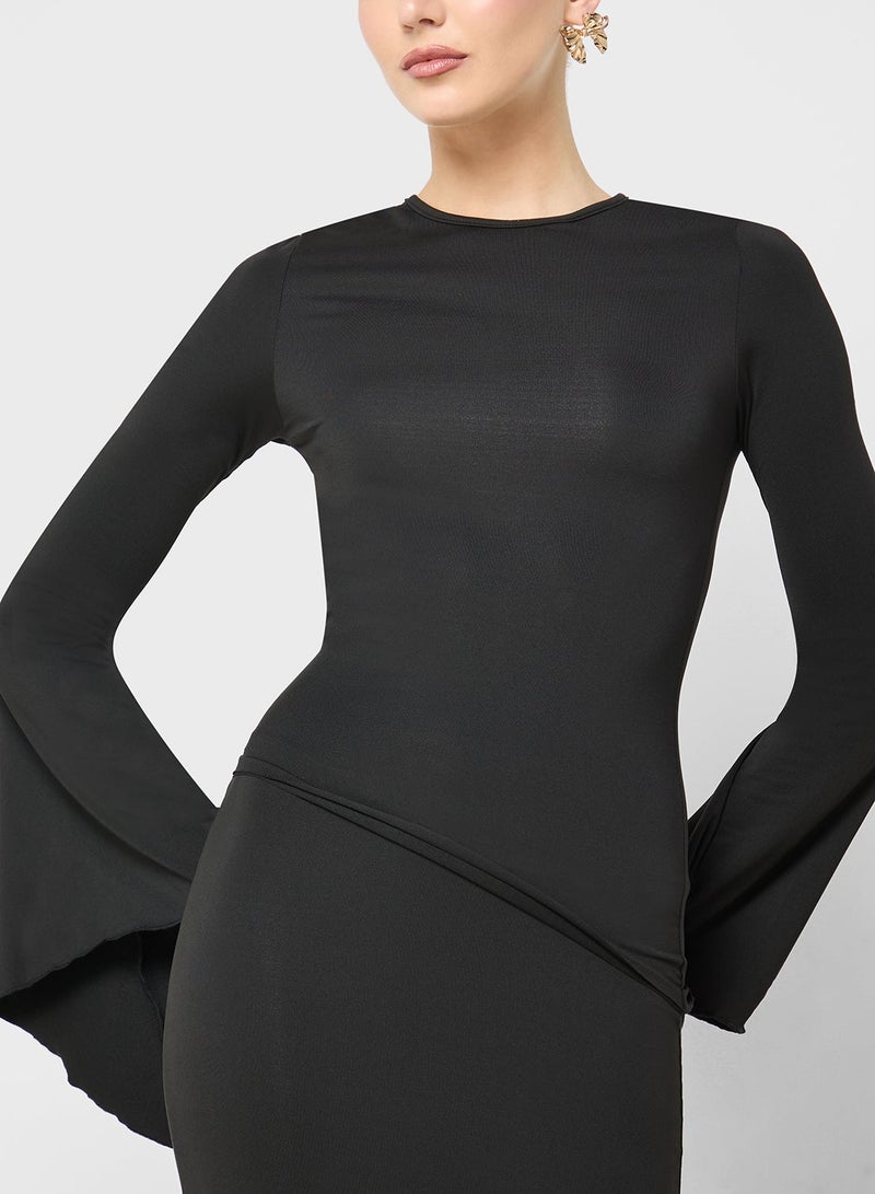 جينجر فستان ضيق بخصر منسدل ودرابيه - Image 4