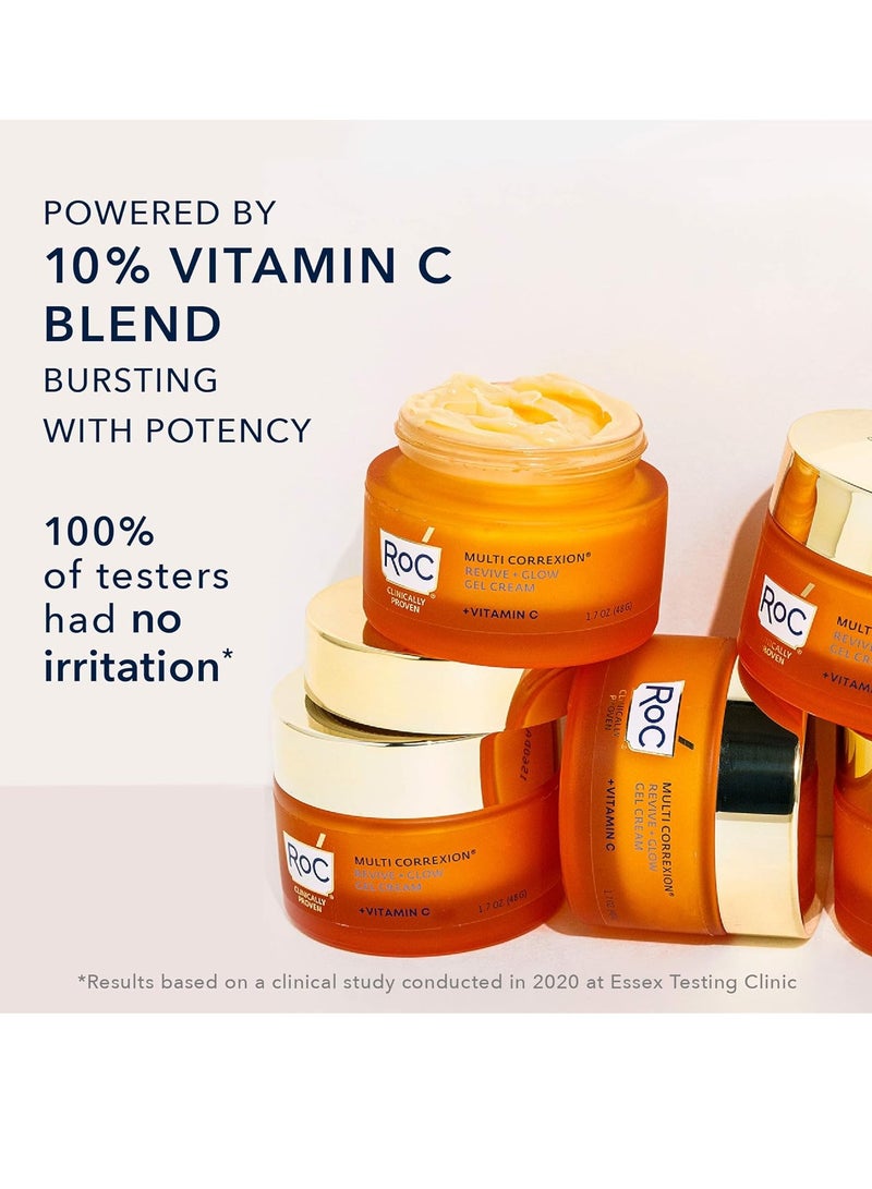 RoC Multi Correxion Revive + Glow 10% Vitamin C Blend Face Moisturizer, Anti-Aging Gel Cream for Instant Glow, Hypo-Allegenic & Oil-Free Skin Care, 1.7 Ounces  - Image 2