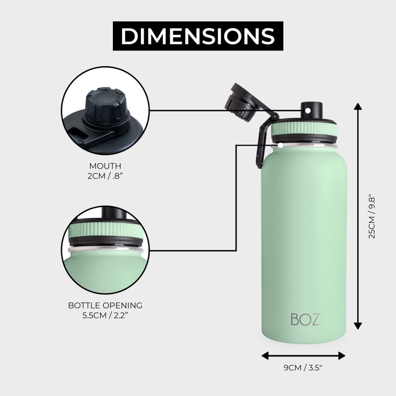 BOZ Stainless Steel Water Bottle XL (1 L / 32oz) Wide Mouth, BPA Free, Vacuum Double Wall Insulated (Matte Black) - Image 3