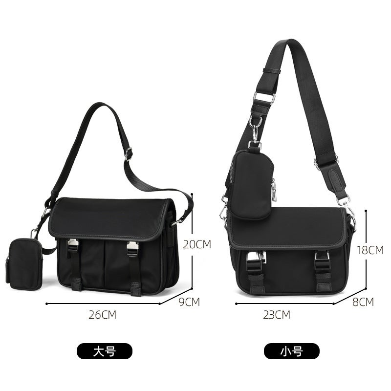 New 2024 fashionable all-match Oxford cloth small square bag fashionable large capacity Womens shoulder messenger bag womens one-piece delivery Black large [silver hardware]]