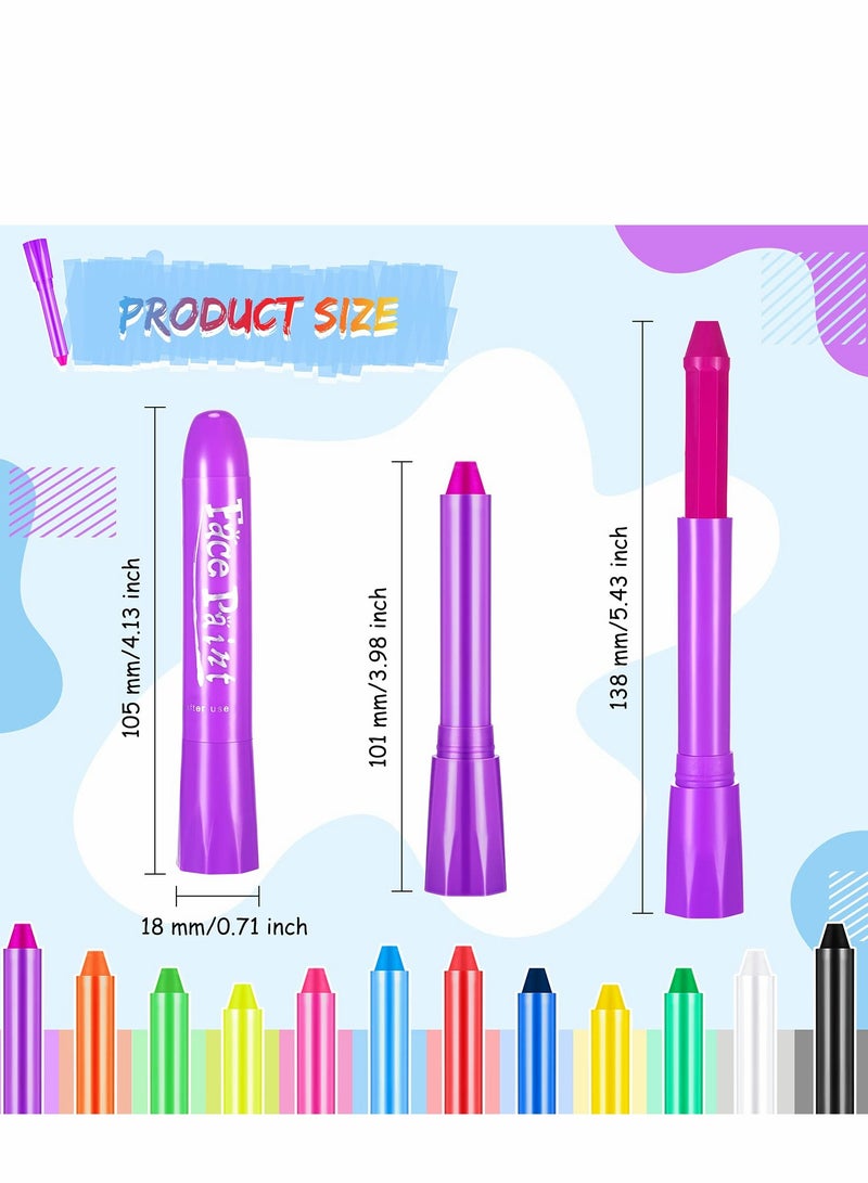 UV Glow Face Paint Crayons, 12 Colors Body Painting Kit - Non-Toxic Makeup for Masquerades, Black Light Party Supplies - Image 2