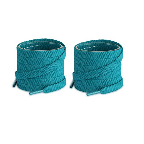Lify 2 Pair Polyester Flat Shoe Laces for Athletic, Running - 5/16 Wide Shoelaces for Sneakers Shoes Boot Strings (120CM (47.25-Inch), Ocean Blue) - Image 1