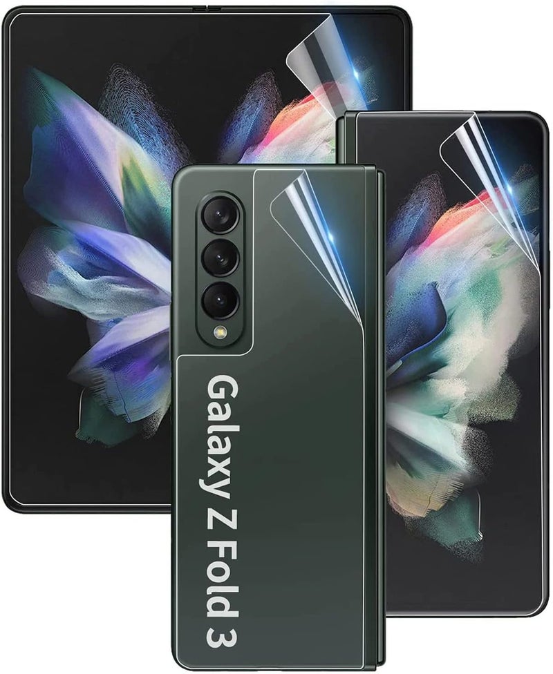 لاكيون (2 مجموعة 6 قطع) واقي شاشة Z Fold 3 متوافق مع واقي شاشة Samsung Galaxy Z Fold 3 (فيلم الشاشة الداخلية + فيلم الشاشة الأمامية + فيلم الشاشة الخلفية) فيلم هيدروجيل (Z Fold 3) - Image 1