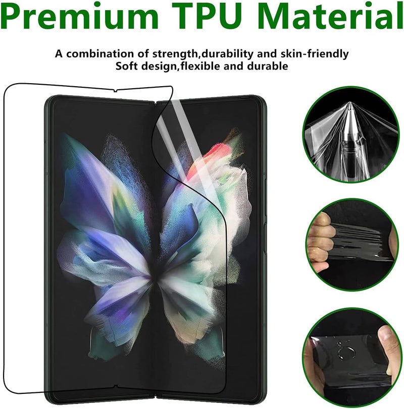 لاكيون (2 مجموعة 6 قطع) واقي شاشة Z Fold 3 متوافق مع واقي شاشة Samsung Galaxy Z Fold 3 (فيلم الشاشة الداخلية + فيلم الشاشة الأمامية + فيلم الشاشة الخلفية) فيلم هيدروجيل (Z Fold 3) - Image 3