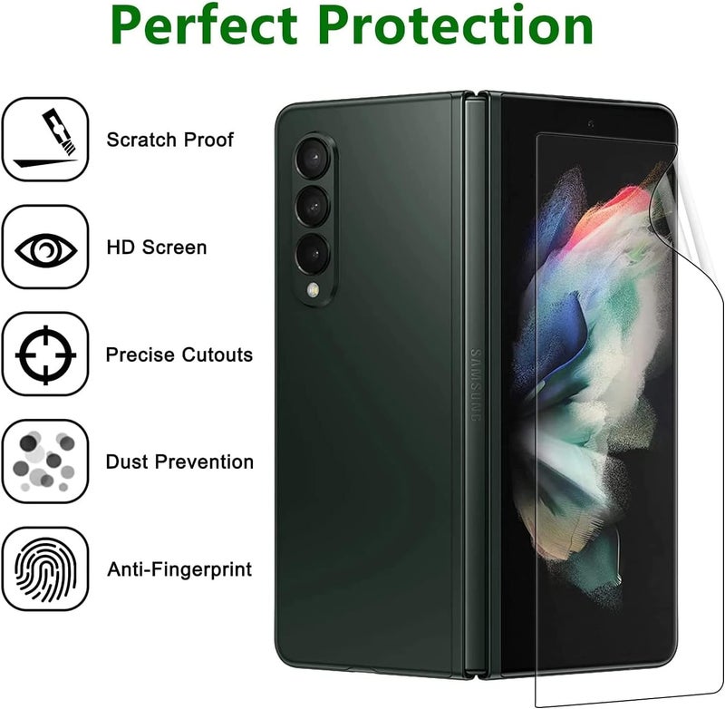 لاكيون (2 مجموعة 6 قطع) واقي شاشة Z Fold 3 متوافق مع واقي شاشة Samsung Galaxy Z Fold 3 (فيلم الشاشة الداخلية + فيلم الشاشة الأمامية + فيلم الشاشة الخلفية) فيلم هيدروجيل (Z Fold 3) - Image 2