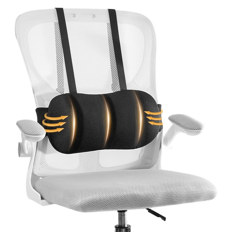 Veitail Lumbar Support Pillow for Office Chair & Car,Back Support for Office Chair,Adjustable Straps Securely Fixed Seat (Black) - Image 1