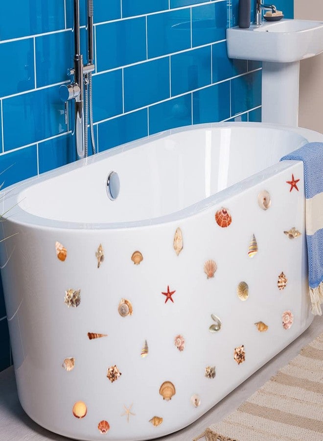 TOPBATHY 6 Sheets Bathtub Non Slip Stickers, Sea Shell Anti Skid Tub Stickers for Bathroom Shower Treads Adhesive Appliques Steps - Image 2