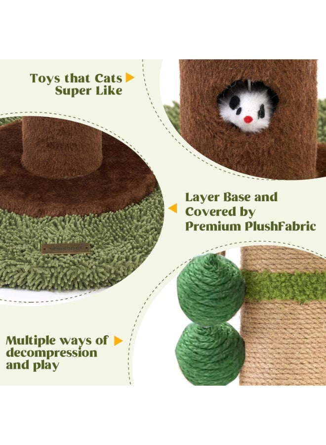 35" Tall Cat Scratching Post, Cat Scratcher for Indoor Cats, Sisal Rope Scratch Post with Hanging Ball and Cat Toys for Kitten Adult Cats - Image 3