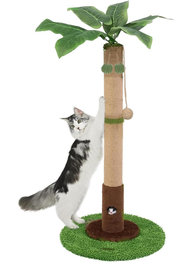 35" Tall Cat Scratching Post, Cat Scratcher for Indoor Cats, Sisal Rope Scratch Post with Hanging Ball and Cat Toys for Kitten Adult Cats - Image 1