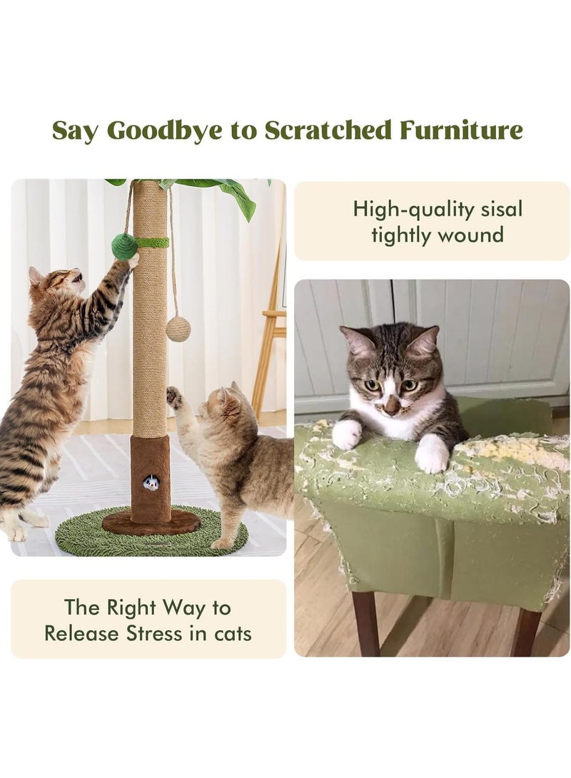 35" Tall Cat Scratching Post, Cat Scratcher for Indoor Cats, Sisal Rope Scratch Post with Hanging Ball and Cat Toys for Kitten Adult Cats - Image 5