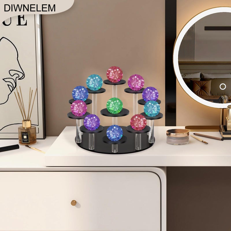 DIWNELEM Round Jewelry Stand Acrylic Display Riser Stands Dessert Tower Display Tower for Watch,Jewelry,Rings,Earrings,Mini Figurines,Cupcakes(Black,11Tier) - Image 5