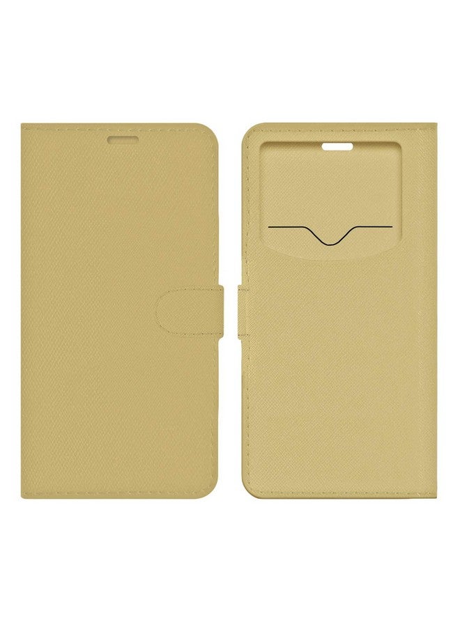 ACM Leather Window Flip Wallet Front & Back Case Compatible with Ismart I-1 Dynamite Mobile Cover Golden - Image 4