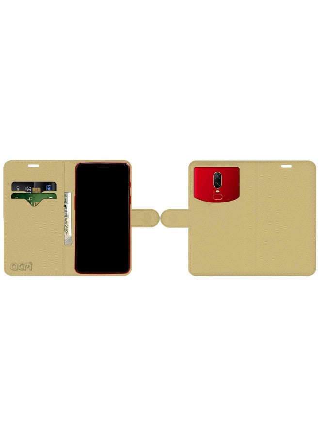 ACM Leather Window Flip Wallet Front & Back Case Compatible with Ismart I-1 Dynamite Mobile Cover Golden - Image 3