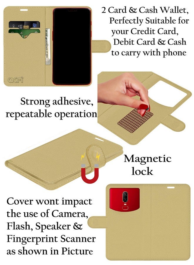 ACM Leather Window Flip Wallet Front & Back Case Compatible with Ismart I-1 Dynamite Mobile Cover Golden - Image 2