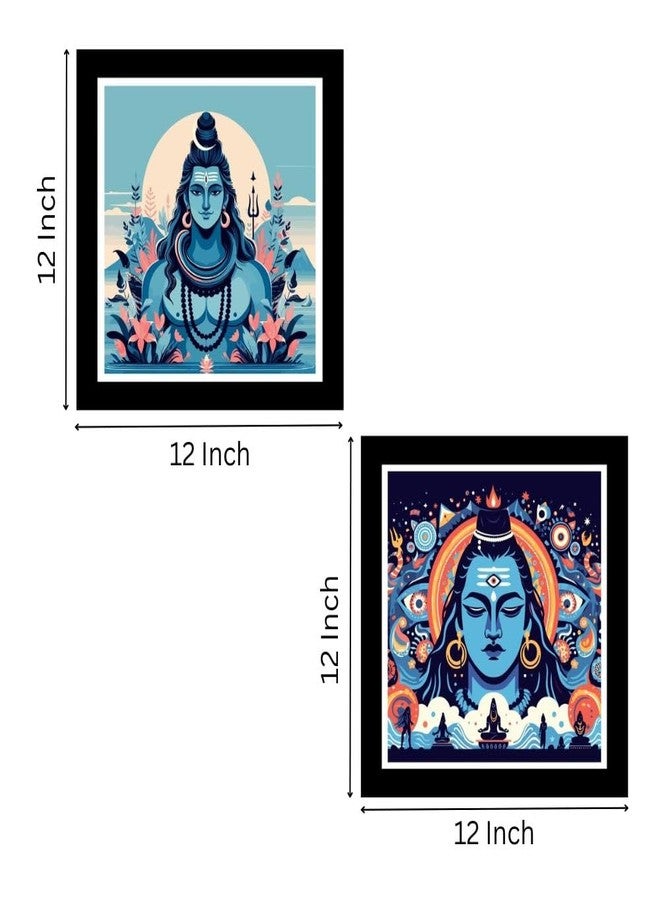 DEKORSTATION Lord Shiva HD Printed Religious Decorative Wall Paintings/Painting with Black Frame/Framed Painting for Home and Office Décor (Set of 2) - Image 2
