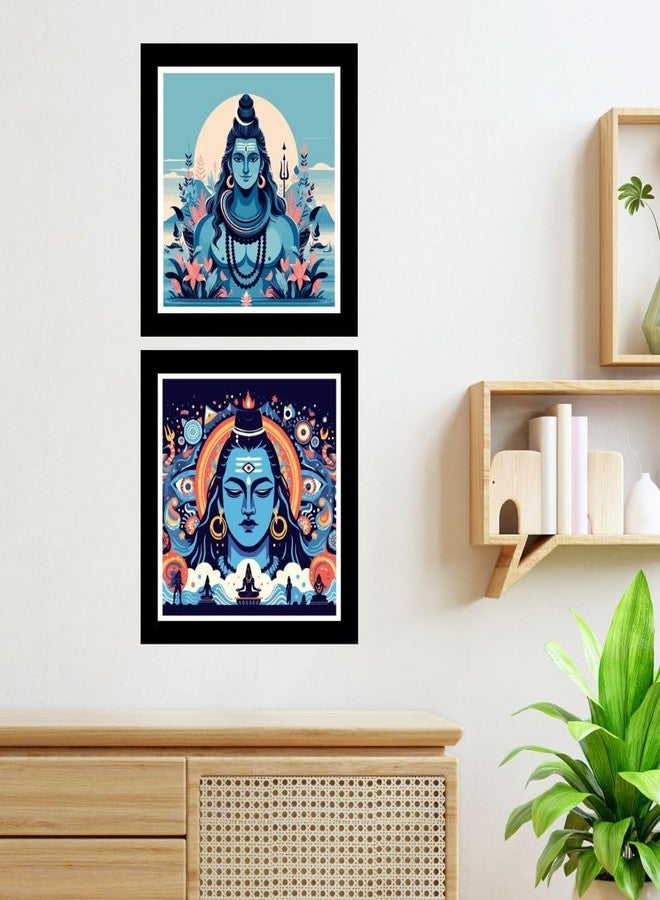 DEKORSTATION Lord Shiva HD Printed Religious Decorative Wall Paintings/Painting with Black Frame/Framed Painting for Home and Office Décor (Set of 2) - Image 3