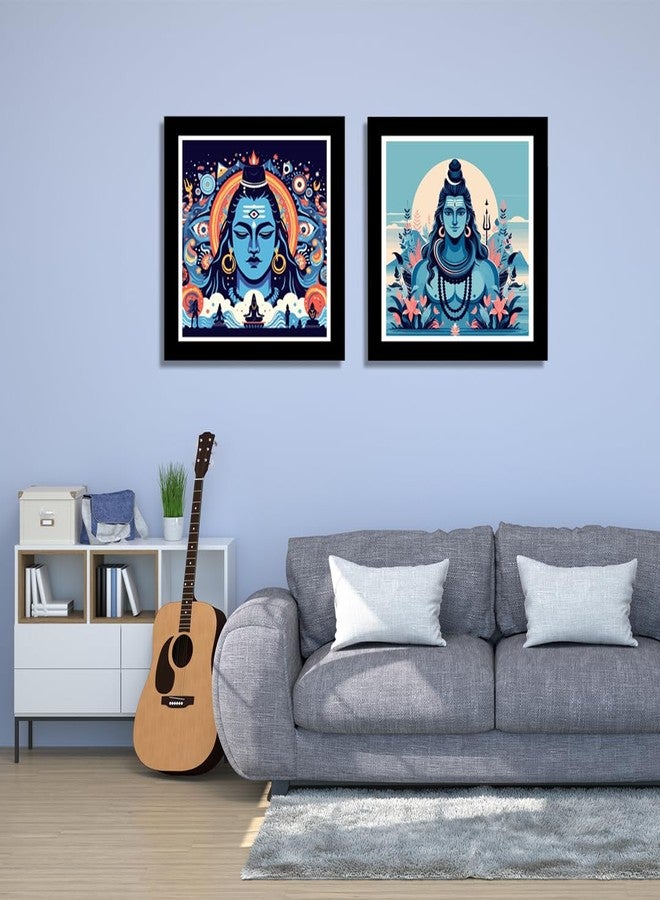 DEKORSTATION Lord Shiva HD Printed Religious Decorative Wall Paintings/Painting with Black Frame/Framed Painting for Home and Office Décor (Set of 2) - Image 4