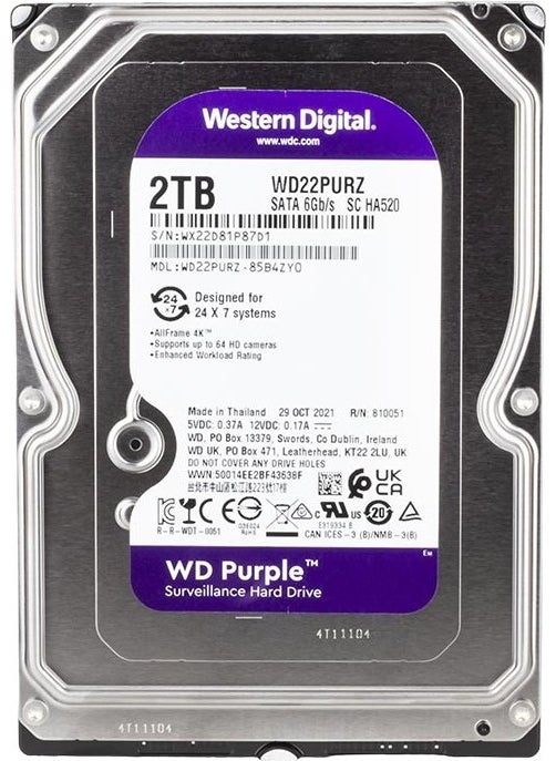 Bernami - BYR002 Western Digital Purple WD22PURZ/WD23PURZ 2 Tb Sata 6gb/s 24/7 Security Harddisk [efsngrck] - Image 1