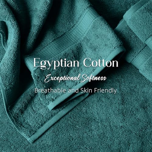 Superior Egyptian Cotton Pile Bath Towel Set of 2, Ultra Soft Luxury Towels, Thick Plush Essentials, Absorbent Heavyweight, Guest Bath, Hotel, Spa, Home Bathroom, Shower Basics, Teal - Image 5