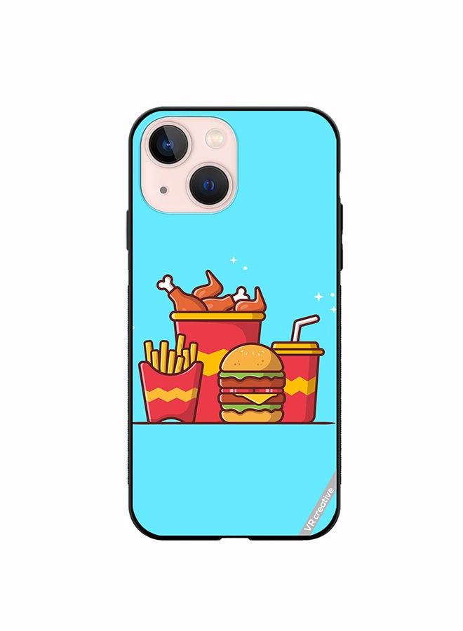 VR CREATIVE Protective Case Cover For Apple iPhone 14 Plus Burger With Fried Chicken, French Fries And Soda Cartoon Design Multicolour - Image 1