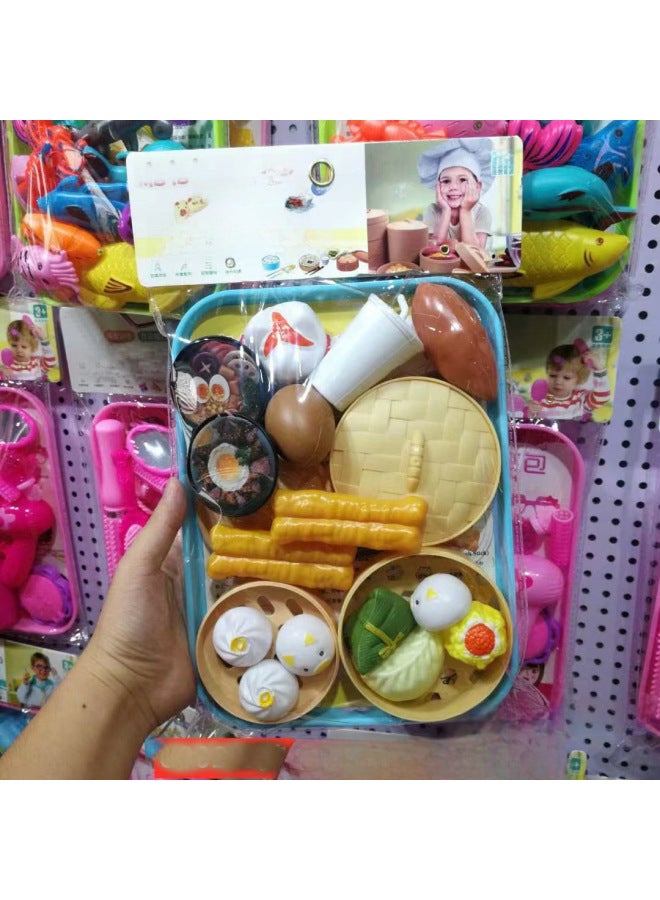 Children's Playhouse Toy Kitchen Girl's Shopping Cart Vegetable Cut Watch Baby Cut Fruit Boy's Combination Set-Specifications:6018-A  - Image 3